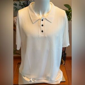 NWOT Mens White Polyester Stretch Shirt Pullover Lapel Golf Short Sleeves XXL